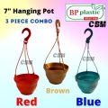BP Plastic 7 inch Round hanging Planter tob Gardening pots Planter Tubs, Flower pots for grill hanging.