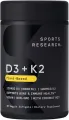 Sports Research Vitamin D3 + K2 with 5000iu of Plant-Based D3 & 100mcg of Vitamin K2 as MK-7 Non-GMO Verified & Vegan Certified,Softgel (30ct). 