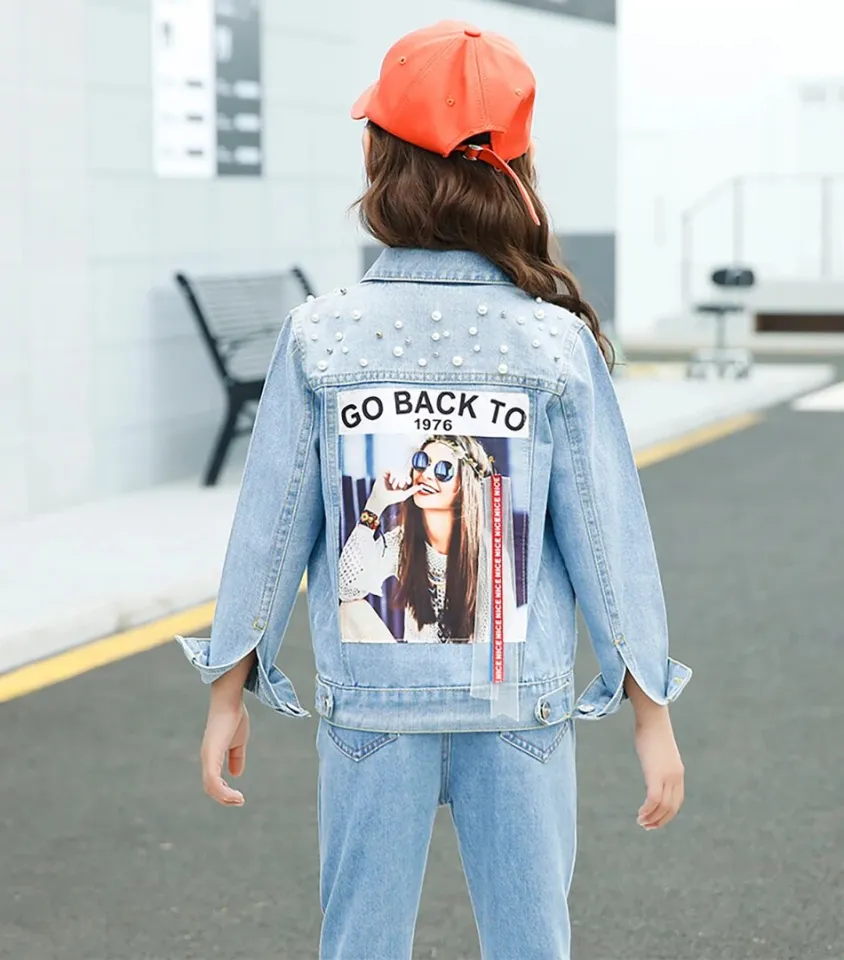 Kids Jacket for Girls Spring Autumn Ripped Holes Children