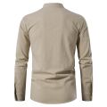 Men's White Shirts Spring Autumn V-neck Top Casual Shirt Man Blouse Long Sleeve Cotton Linen Shirts Viking Front Lace Up Chemise. 