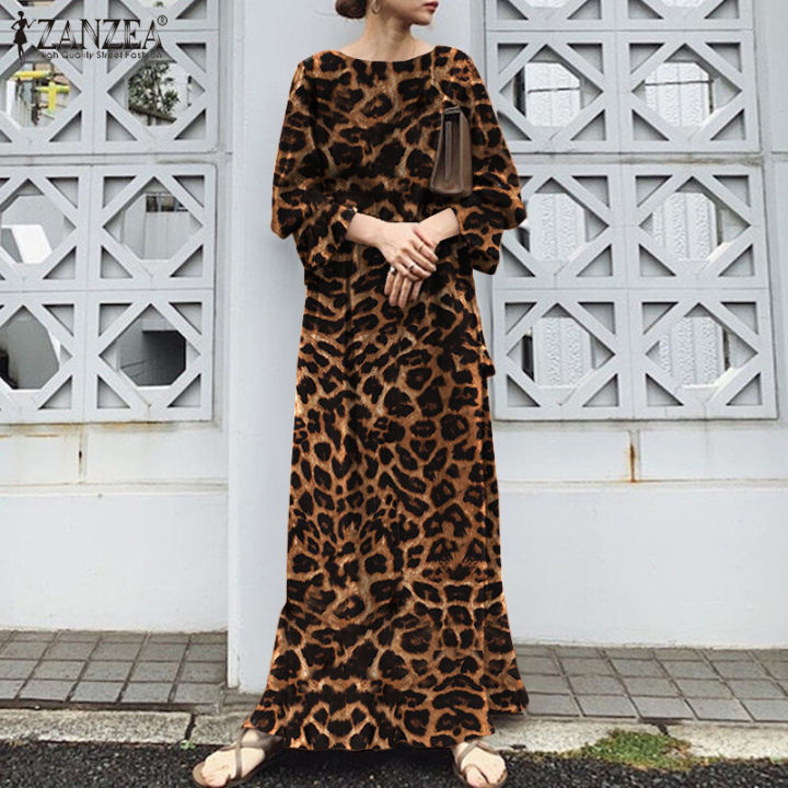 ZANZEA%20Women%20Party%20Dress%20Long%20Sleeve%20Elastic%20Waist%20Leopard%20Print%20Maxi%20Dress%20#7%20-%20Image%203