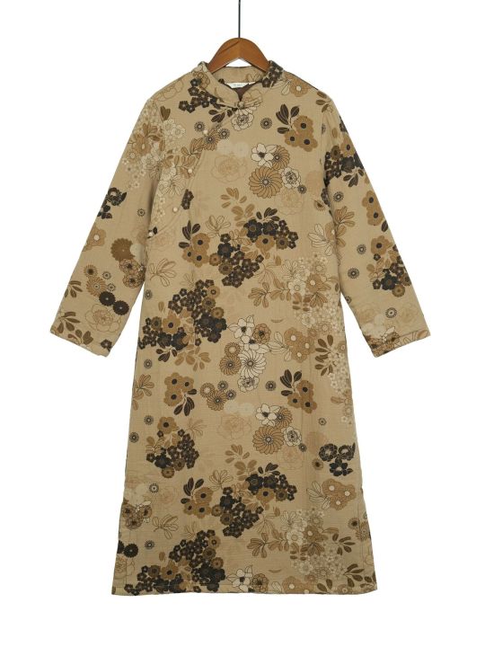 Original%20women's%20clothing%20new%20Chinese%20diagonal%20placket%20digital%20printing%20padded%20long%20cheongsam%20Republic%20of%20China%20winter%20warm%20long%20cotton%20coat%20L23269%20-%20Image%203
