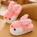Children's cotton slippers winter cartoon cute rabbit boys and girls warm anti-slip home kids plush slippers. 
