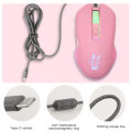 USB Wired Gaming Mouse Cool Lighting Type-C Portable Power saving mouse Creative mouse  Computer. 