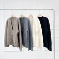Naizaiga 100 merino wool solid brown black gray white thicken long sleeve Women cardigans female sweater WLHL40. 