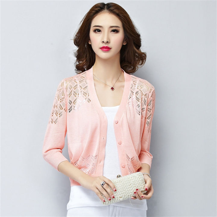 Autumn%20Summer%20Cardigan%20Women%20Lace%20Hollow%20Out%20Shawl%20Teenager%20Girls%20Knitted%20Sweater%20Female%20Cardigans%20Women%20Thin%20Coat%20Ladies%20Tops%20-%20Image%203