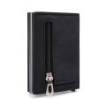 Bycobecy Custom Rfid Smart Wallet Carbon Fiber Credit Card Holder Men Leather Wallet Minimalist Wallet Coins Pocket Zipper Purse. 