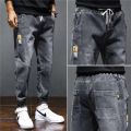 2024 Spring Black Blue Cargo Jeans Men Streetwear Denim Jogger Pants Men Baggy Harem Jean Trousers Plus Size 5XL. 