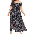 Plus Size Maxi Dress Elastic Chest Wrapped Fine Sewing Long Dress Bohemia Style Off Shoulder Long Dress.