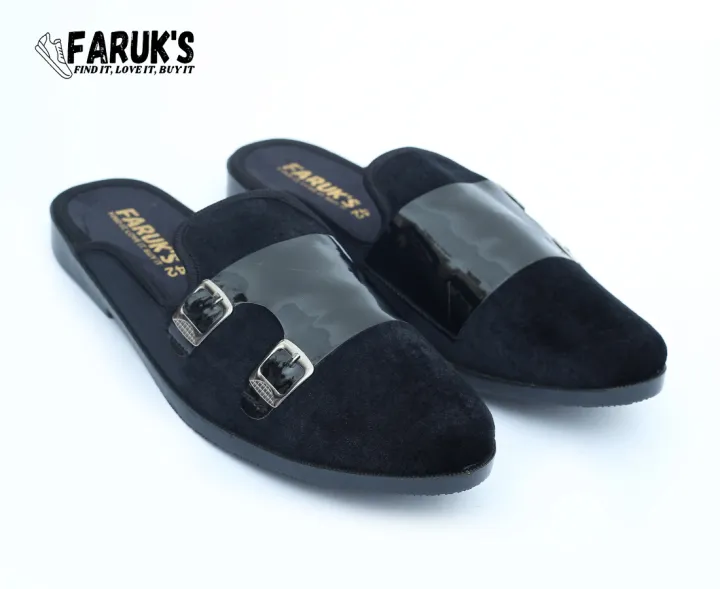 New%20Fashionable%20Velvet%20Half%20Shoe%20For%20Men%20Black%20-%20Image%203