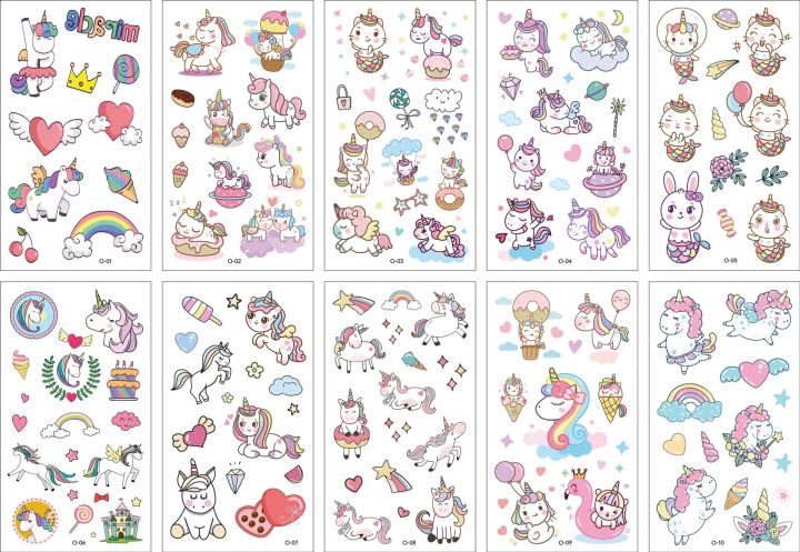 10pcs%20Temporary%20Tattoos%20Stickers%20for%20Kids%20Cute%20Cartoon%20Tattoos%20Waterproof%20for%20Hands%20Body%20Tatuajes%20Temporales%20Ninos%20Naklejki%20-%20Image%202