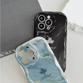 Hontinga for Redmi 13 Xiaomi Poco M6 4G Back Cover Maple Leaf Marble Cream Texture Phone Case Wavy Edge Soft Silicone Cover.
