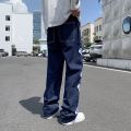 Jeans Men Skeleton Baggy Casual Jean Pants Mens Japan Style Streetwear Wide Leg Denim Trousers Male Vintage Blue Denim Pants.