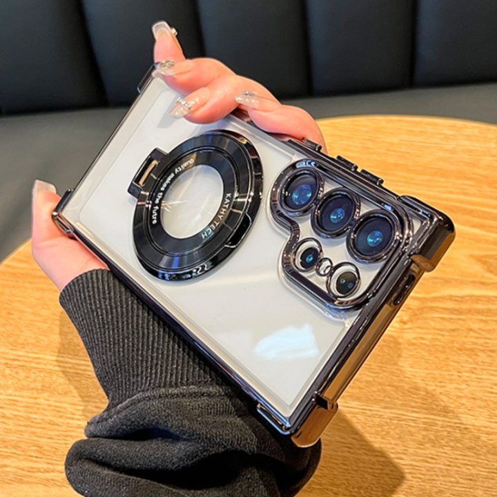 Luxury%20Magnetic%20Plating%20Stand%20Shockproof%20Clear%20Case%20For%20Samsung%20Galaxy%20S24%20Ultra%20S23%20S22%20S21%20Note%2020%2010%20Plus%20Acrylic%20Back%20Cover%20-%20Image%202
