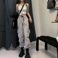 New Harajuku Goth Jogging Cargo Pants Women Streetwear Black High Waist Solid Color Oversized Pants Casual Trousers Female. 