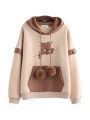 Korean Kawaii Hoodies Women Harajuku Bear Anime Cotton Fleece Hoodie Coat Long Sleeve Oversized Kpop Y2K Girls Winter Clothes.