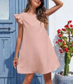 Women’s Dress Casual Solid Candy Color Petal Sleeve New Sweet Slim Solid Color Woman Dresses Vestidos.