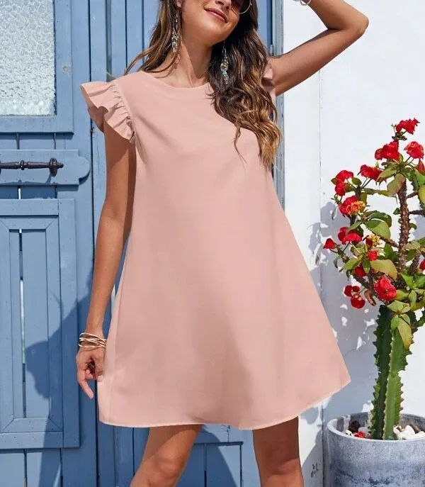 Women%E2%80%99s%20Dress%20Casual%20Solid%20Candy%20Color%20Petal%20Sleeve%20New%20Sweet%20Slim%20Solid%20Color%20Woman%20Dresses%20Vestidos%20-%20Image%204