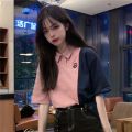 Early Autumn Fresh Top Harajuku Style Cute Lapel polo Student Fashion Korean Style Shirt ulzzang Short Sleeve T Women's T-shirt. 