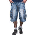 Jeans Men Summer Modis Multi-Pocket Men's Blue Denim Shorts Streetwear Loose Large Size Straight Denim Shorts Size 30-46. 
