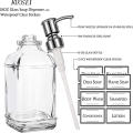 Glass+Stainless Steel Pump Head Glass Bottle Leak-Proof Soap Dispenser Hand Sanitizer Bottle for Bathroom Kitchen Office Public. 