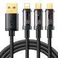 Joyroom 3in1 USB cable - USB Type C / Lightning / micro USB 3.5 A 1.2m black (S-1T3015A5). 