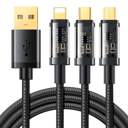 Joyroom 3in1 USB cable - USB Type C / Lightning / micro USB 3.5 A 1.2m black (S-1T3015A5)