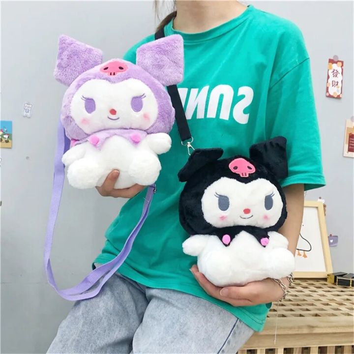 New Sanrio Kuromi Plush Bag Children Plush Bag Girls Backpack Kawaii Stuffed Toys Plushie Cartoon Women Bags Boys Birthday Gifts