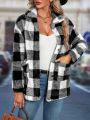 Cross border European and American autumn/winter square plaid lapel women's coat.