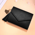 Elegant Minimalist Tassel Charm Women Wallet - New Black/Silver/Pink.