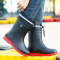 Waterproof mouth men's high boots night reflective men's rain boots rainy day fishing patrol thickened non-slip men's water shoes rubber shoes.