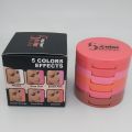Music flower 5-in-one Makeup Cheek Blush Powder 5 Color blusher different color Powder pressed Foundation Face Makeup Blush. 