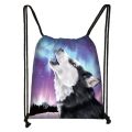 winter howling wolf print drawstring bag men storage bags teenager boys backpack fashion travel bag boys bookbag mini backpack. 