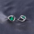 JewelryPalace Green Simulated Nano Emerald 925 Sterling Silver Hoop Clip Earrings for Women Jewelry. 