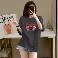 Summer Short Sleeve T Women's Extra Large Size T-shirt 2-300 Jin Loose Fat mm Casual Slimming Slim Fit Mid-Length Printed Top. 