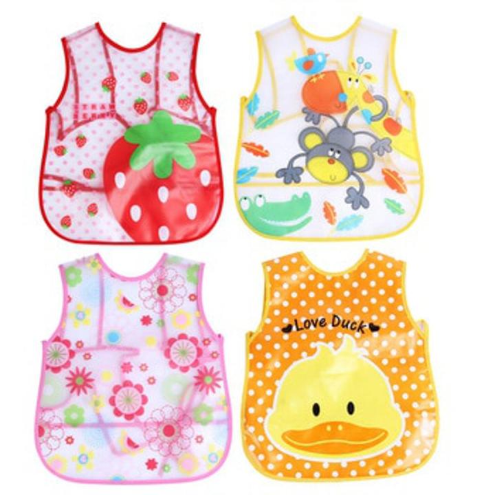Cartoon Faced Plastic Waterproof Bibs for Baby - 1 PCS