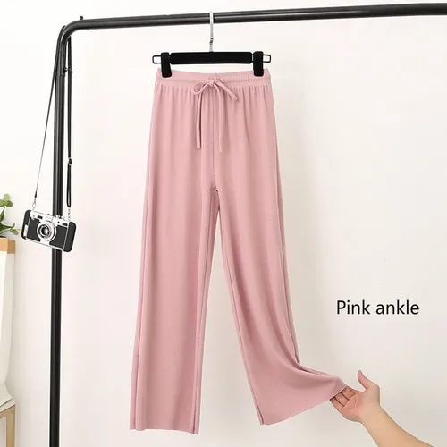 Spring%20Summer%20Women%20Wide%20Leg%20Pants%20High%20Waist%20Loose%20Casual%20Long%20Stacked%20Silk%20Pants%20Women's%20Ice%20Silk%20Ankle-Length%20Trousers%20-%20Image%202