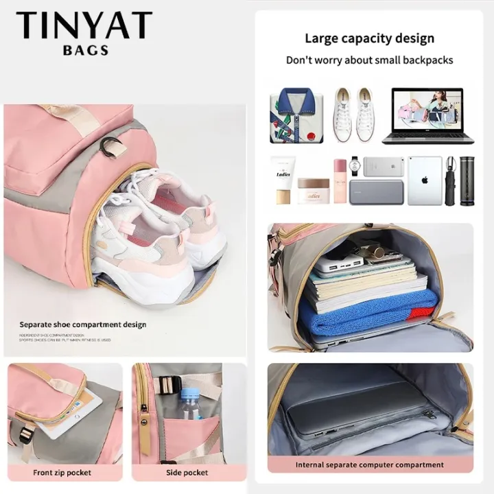 TINYAT%20Large%20Capacity%20Travel%20Backpack%20Weekend%20Gym%20Women's%20Travel%20Bag%20Ladies%20Sports%20Yoga%20Luggage%20Bags%20Multifunction%20Men%20Crossbody%20-%20Image%204
