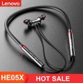 Lenovo HE05X Bluetooth 5.0 Earphones Sports Headphones Waterproof Wireless HIFI Sound Magnetic Neckband Headset Mic **Black**.