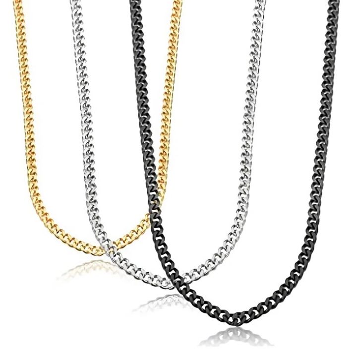 Men's Cuban Link Chain Necklace Stainless Steel Long Chain Hip Hop Male Jewelry Gifts
