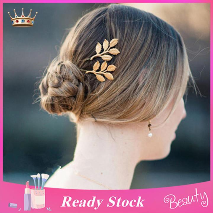 Trendygirl Fashion Lovely Women Girl Alloy Golden Leaf Hair Clip Pin Accessory Xmas Gift
