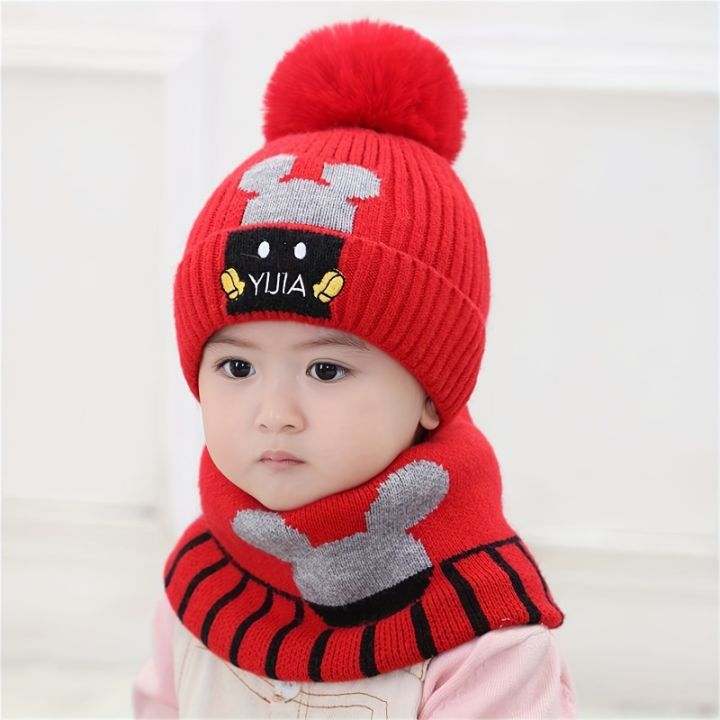 2pcs/set%20Children's%20Hat%20&%20Scarf%20Set,%20Baby%20Thickened%20Warm%20Wool%20Baby%20Neck%20With%20Ear%20Protection%20-%20Image%208