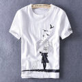 Poly-Cotton Casual T-shirt for Men - White - Genji. 