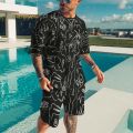 Summer Casual Beach T Shirt Shorts 2 Piece Set Oversized Men's Sports Suits 3D Print Short Sleeve Tracksuit O-neck Men Clothing.