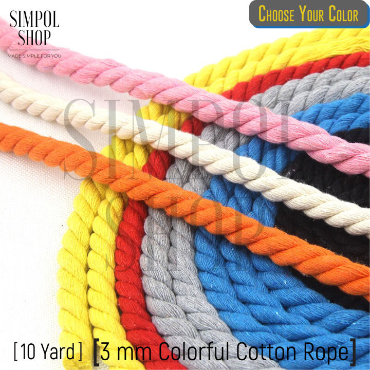 3 mm Colorful Cotton Rope for DIY & Crafting- 10 Yard | Daraz.com.bd