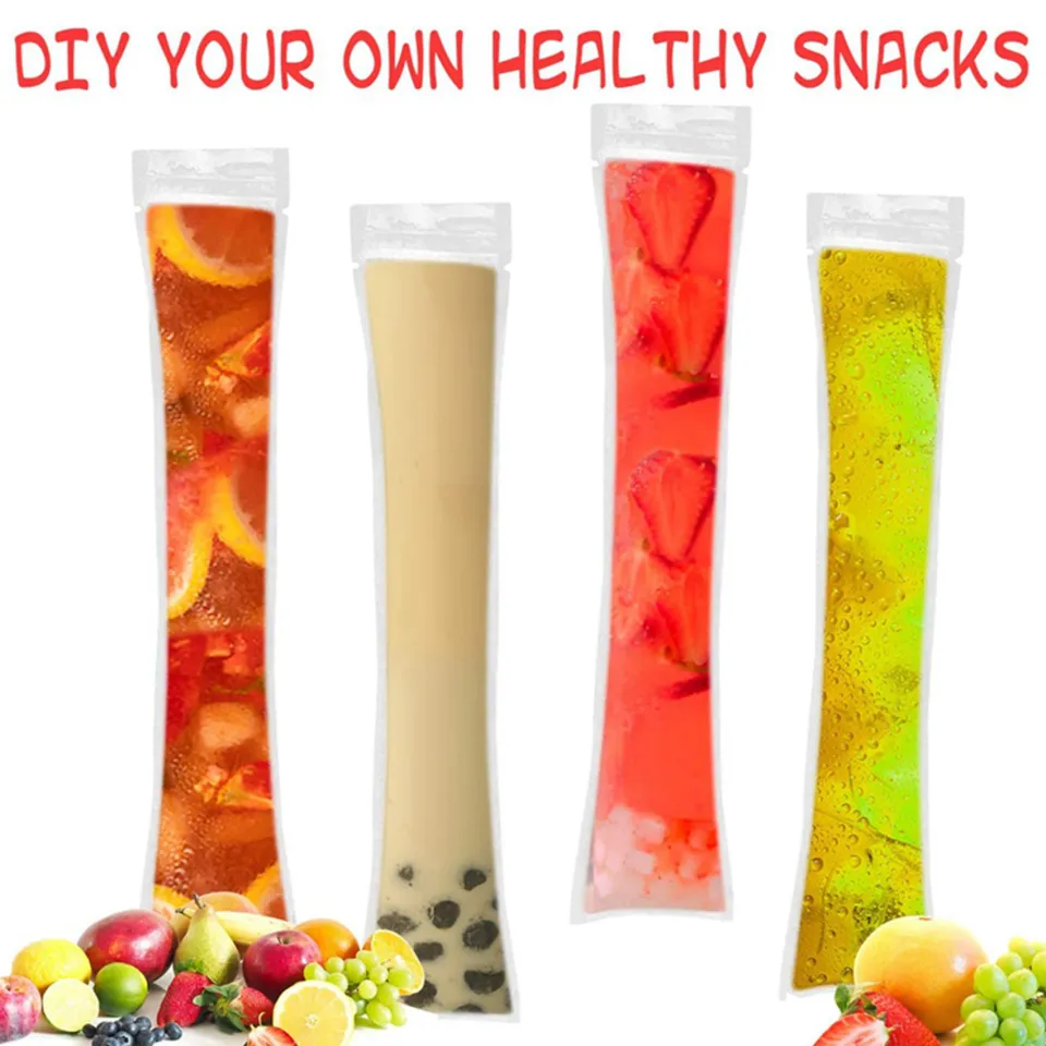 150 Pack Disposable Popsicle Bags With Zip Seal & Funnel - DIY Freezie Sleeves For Healthy Snacks (11x2", 140ml)