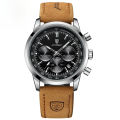 Man Watch Waterproof Chronograph Luminous Men's Wristwatch Leather Men Quartz Watches Casual Clock.