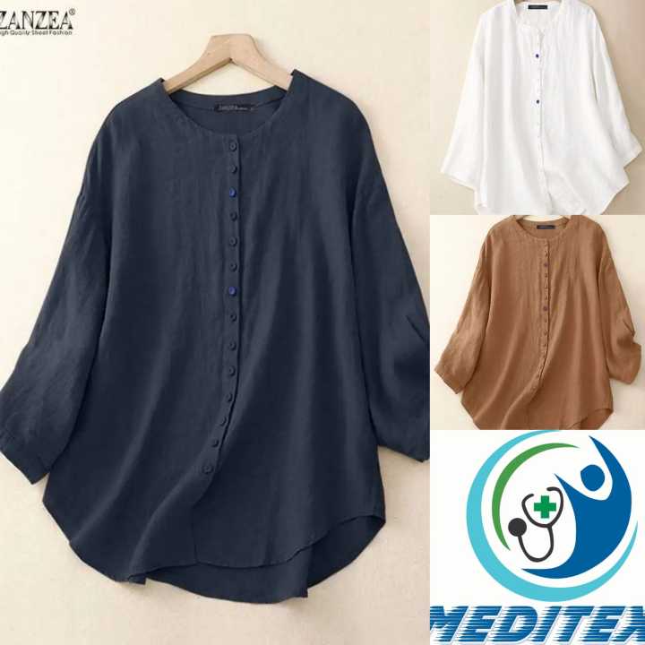 Women%20Vintage%20Long%20Sleeve%20Blouse%20Spring%20O%20Neck%20Casual%20Buttons%20Down%20Shirt%20Loose%20Tunic%20Tops%20Fashion%20Party%20Blusas%20Chemise%20-%20Image%202