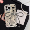 Graffiti Cute Black Love Heart Luxury Bow Knot Bracelet Case Compatible for IPhone 11 15 13 12 14 Pro Max 7Plus 15 7 14 8 Plus XS XR X MAX SE 2022 Laser Waves Water Card Case. 