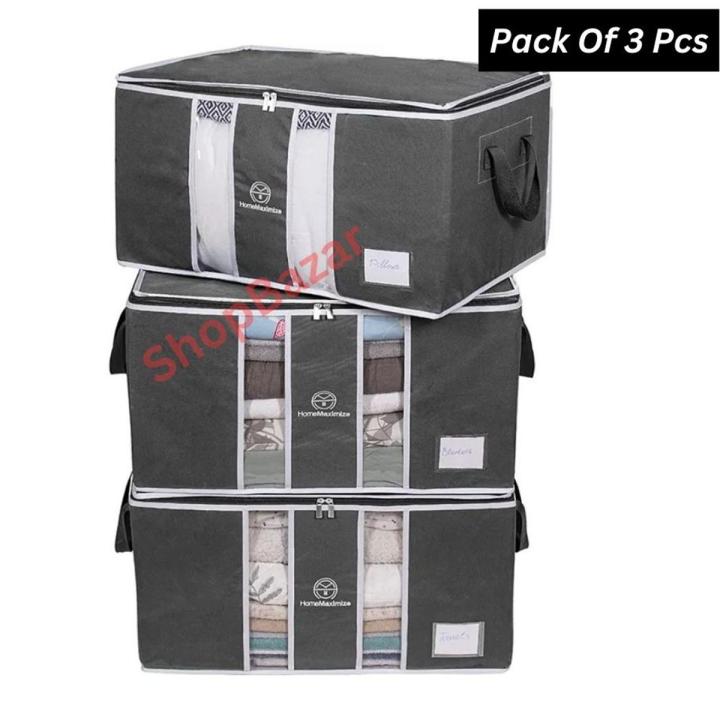 3 Pcs New Quilt Storage Bag, King Size Blanket Storage Organizer, 3 PcsLarge Capacity Cloth Storage Bag.